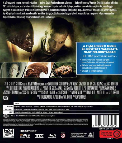 detail Alien 3  - Blu-ray original and extended version (HU)
