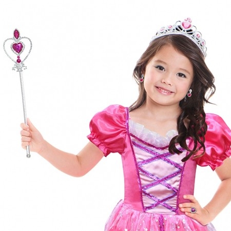 detail Dětský kostým - Růžová princezna 3-6 let, 96-116cm